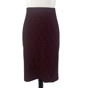 Jones Studio Skirt Plus size 1X Burgundy Black Diamonds Ponte Knit Pencil Knee